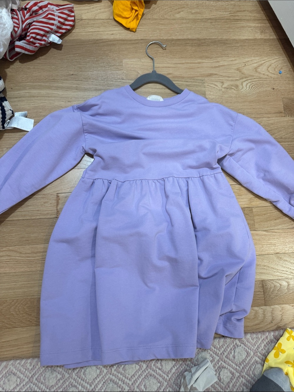 H&M Lilac Long-Sleeve Gathered Waist Dress